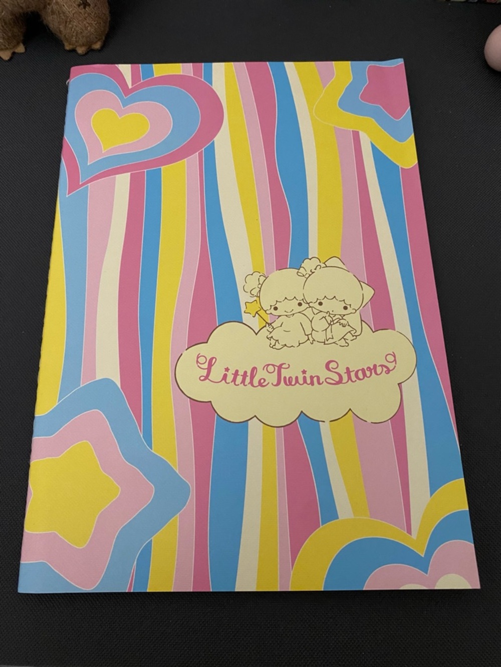 Little Twin Stars Pink Blue Yellow Striped Notebook